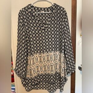 Cato Black and Cream Geometric Women's Tunic